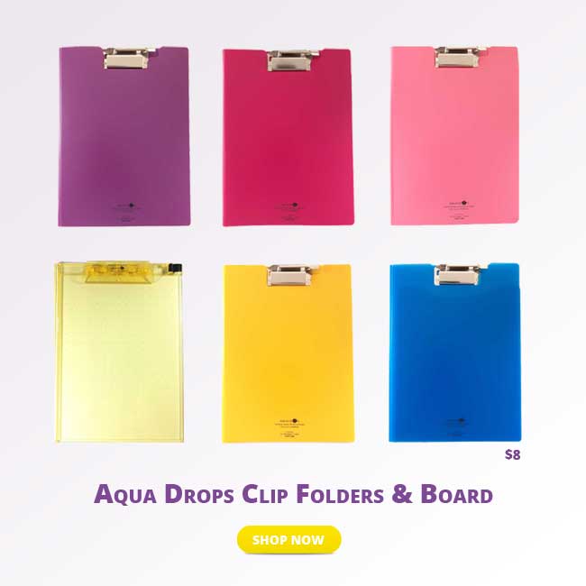 Aqua Drops Clip Folders