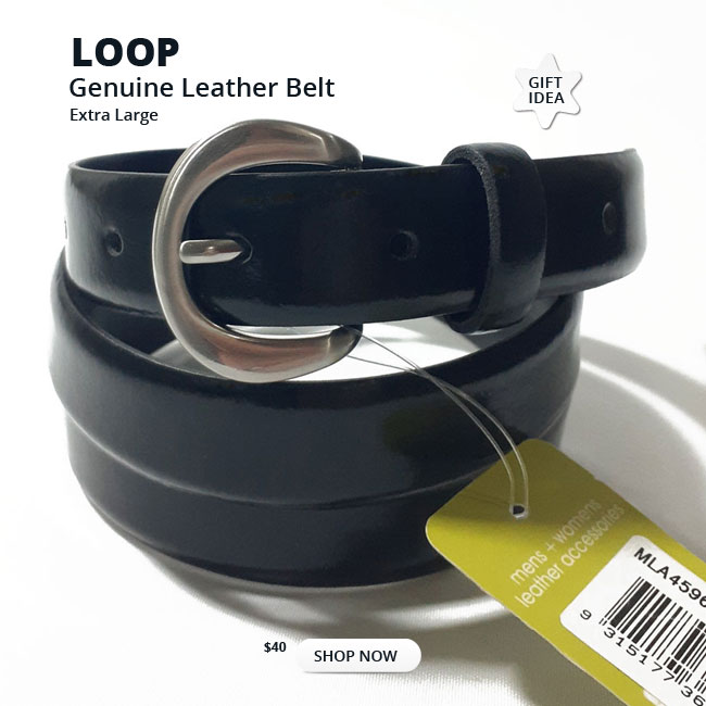 Mens Black Leather Belt Extra Large